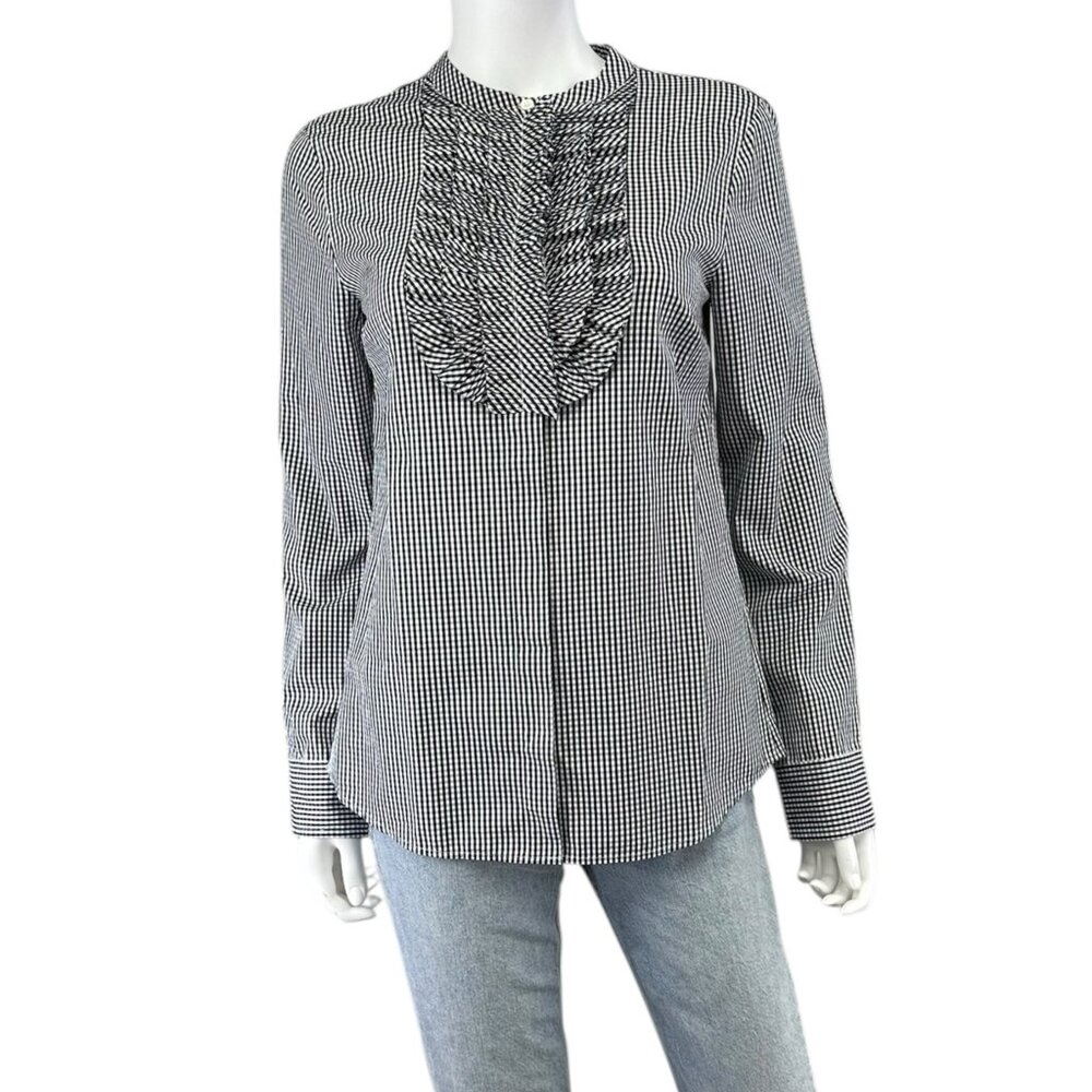 J. Crew Black Gingham Check Button-Down Size 4 H0444